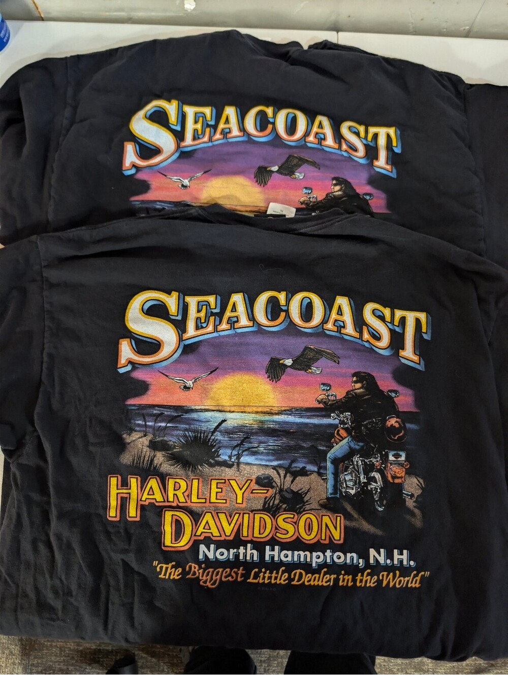 Lot of 2 Vintage  Harley-Davidson Seacoast North Hampton NH T-Shirts Men's